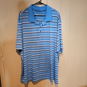 Reebok Men’s 4X Blue Striped Polo Shirt | Performance Golf Style | Lightweight